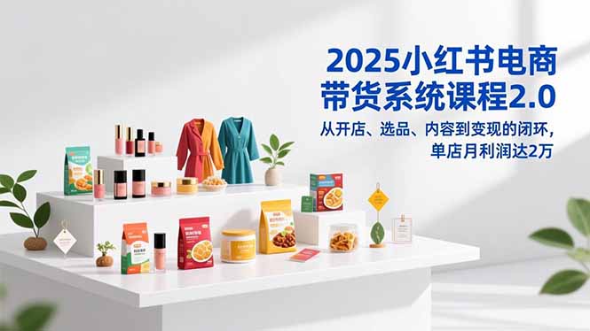 2025小红书电商带货系统课程2.0,从开店、选品、内容到变现的闭环,单店月利润达2万-资源V站