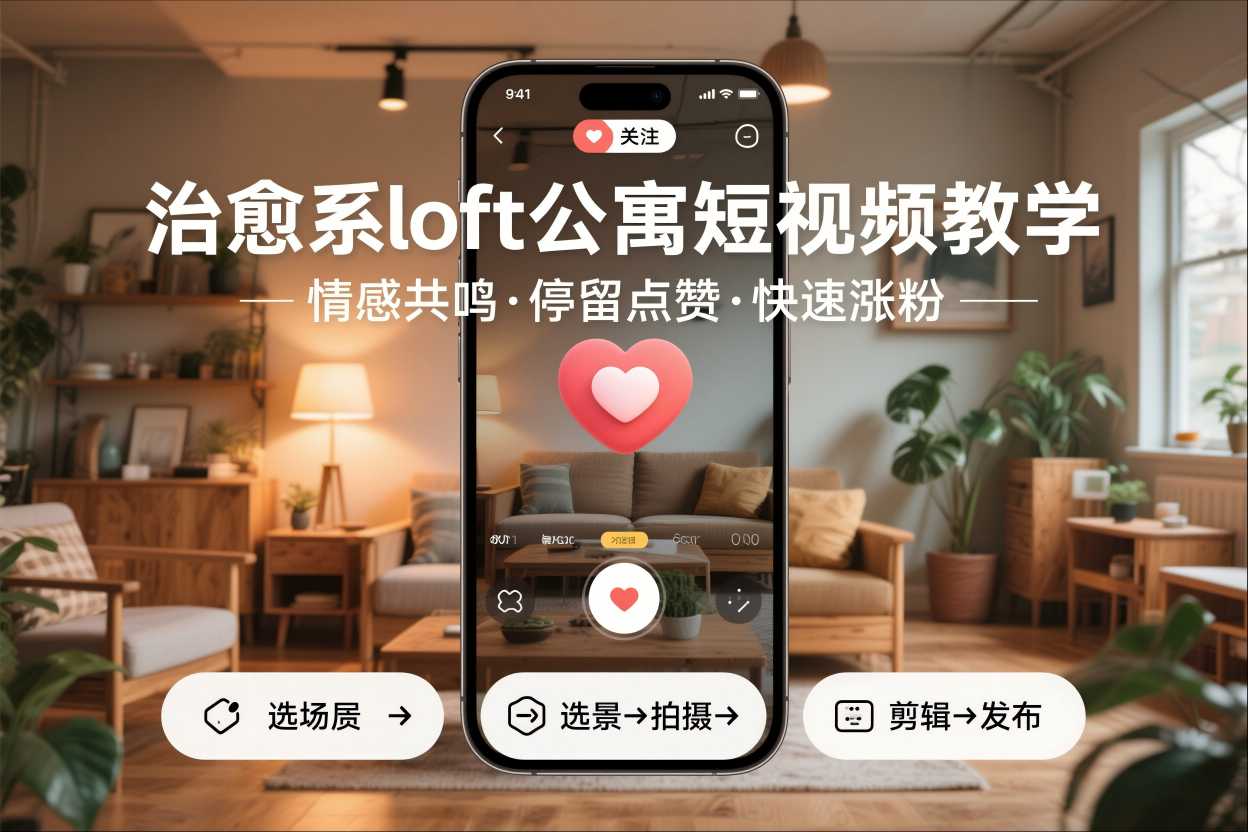 治愈系loft公寓短视频制作教学，情感共鸣引停留点赞关注，快速起号涨粉-资源V站