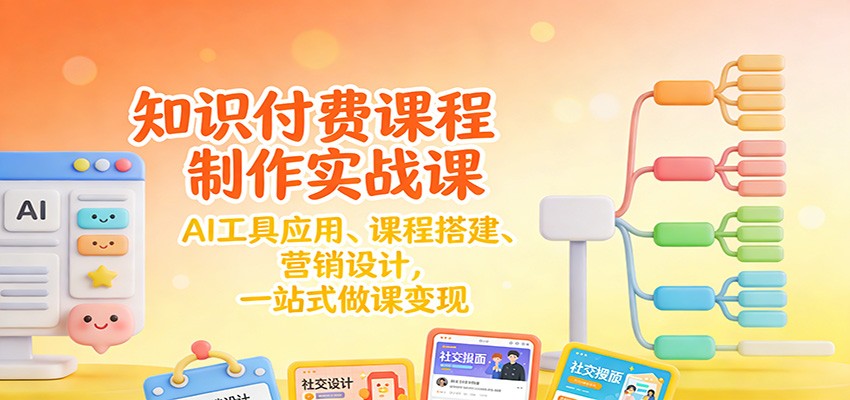 知识付费课程制作实战课：AI工具应用 、课程搭建、营销设计，一站式做课变现-资源V站