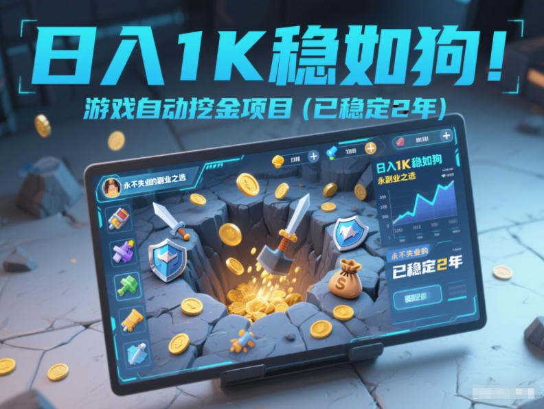 日入1K稳如狗！游戏自动挖金项目(已稳定2年)，永不失业的副业之选【揭秘】-资源V站