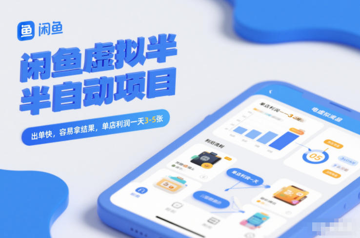 闲鱼虚拟半自动项目，出单快，容易拿结果，单店利润一天3-5张-资源V站