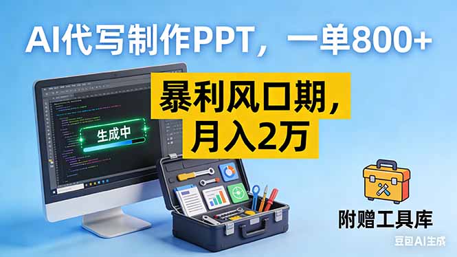 AI代写制作PPT，一单800+， 暴利风口期，月入2万【附工具】-资源V站