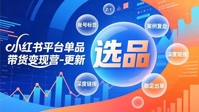 小红书平台单品带货变现营-更新，极致选品、账号标签、案例复盘，深度链接，快速启动稳定出单-资源V站