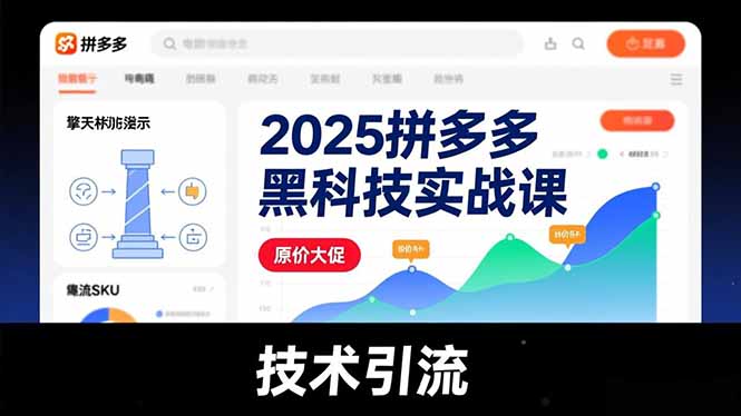 2025拼多多黑科技实战课，擎天柱玩法、爆流SKU、原价大促，技术引流，单店日销轻松破千单-资源V站