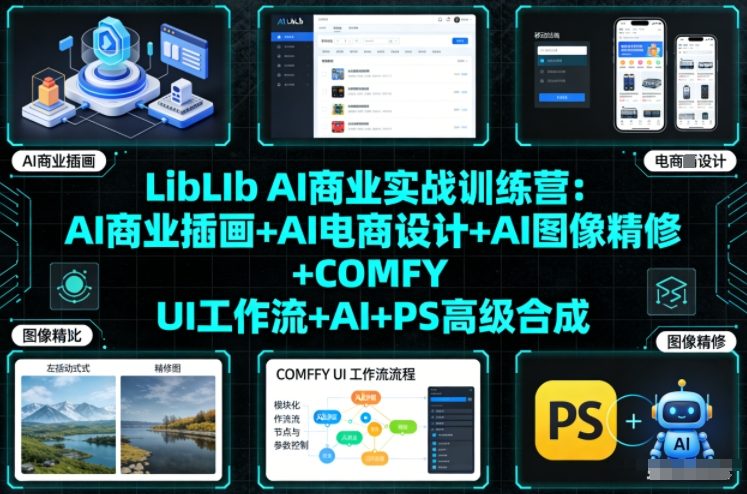 LibLIb AI商业实战训练营：AI商业插画+AI电商设计+AI图像精修+COMFY UI工作流+AI+PS高级合成-资源V站