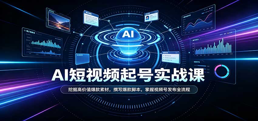 短视频AI起号实战课：挖掘高价值爆款素材，撰写爆款脚本，掌握视频号发布全流程-资源V站