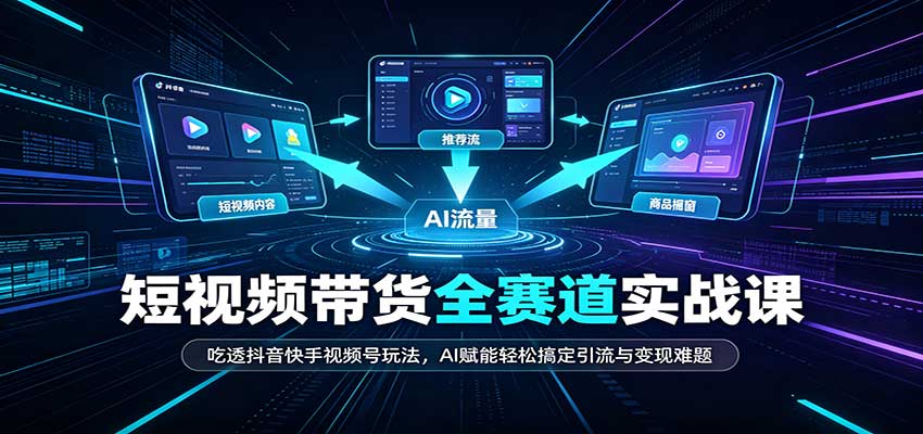 短视频带货全赛道：吃透抖音快手视频号玩法，AI赋能轻松搞定引流与变现难题-资源V站
