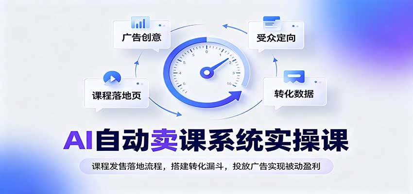 AI自动卖课系统实操课：课程发售落地流程，搭建转化漏斗，投放广告实现被动盈利-资源V站
