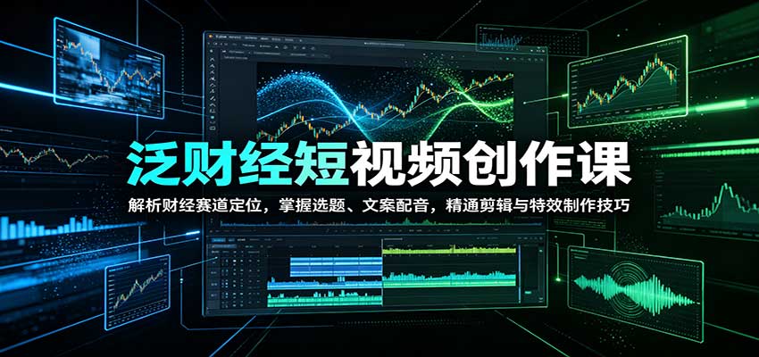 泛财经短视频创作课：解析财经赛道定位，掌握选题、文案配音，精通剪辑与特效制作技巧-资源V站