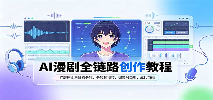 AI漫剧全链路创作教程：打磨剧本与静态分镜，分镜转视频，调音对口型，成片剪辑-资源V站