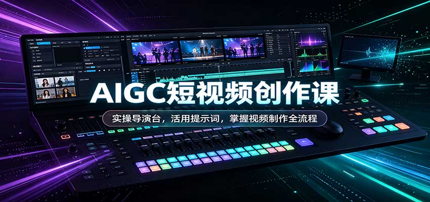 AIGC短视频创作课：实操导演台，活用提示词，掌握视频制作全流程-资源V站