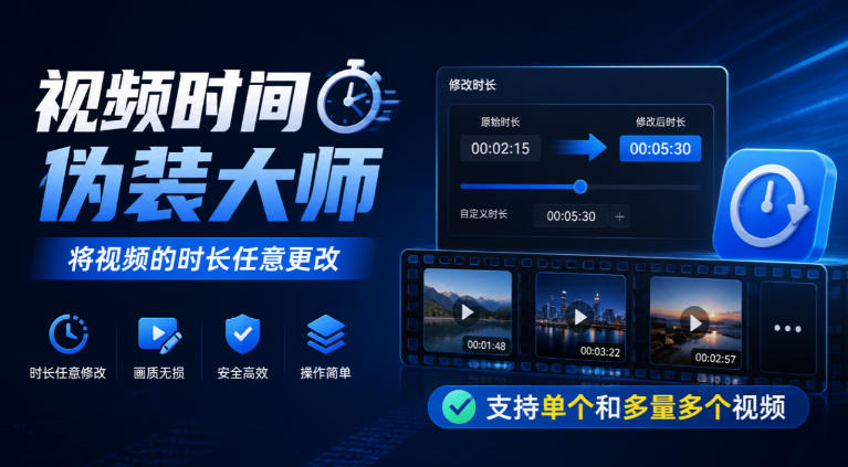 视频时间伪装大师，将视频的时长任意更改，支持单个和多量多个视频-资源V站