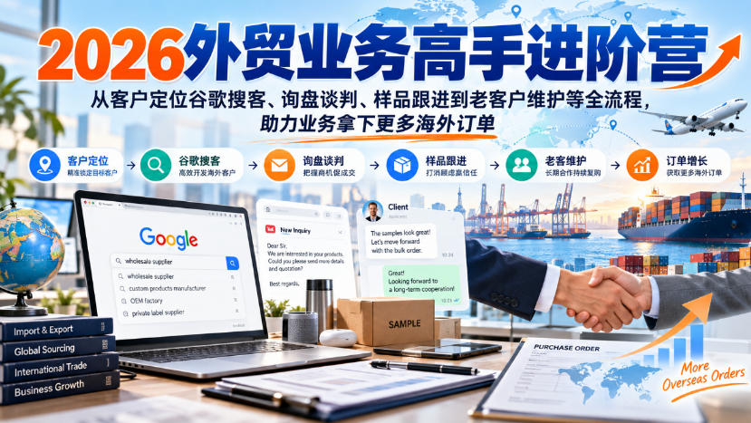 2026外贸业务高手进阶营，从客户定位谷歌搜客、询盘谈判、样品跟进到老客户维护等全流程，助力业务拿下更多海外订单-资源V站