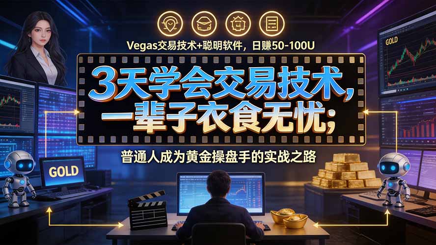 3天学会做交易，普通人快速成为操盘手” Vegas交易系统+聪明软件 ， 日赚50-1000U， 长期稳定，小白轻松上手-资源V站