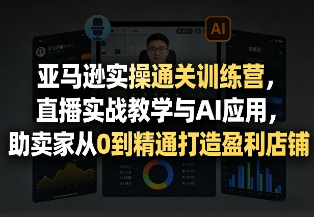 亚马逊实操通关训练营,直播实战教学与AI应用,助卖家从0到精通打造盈利店铺(更新9月30日)