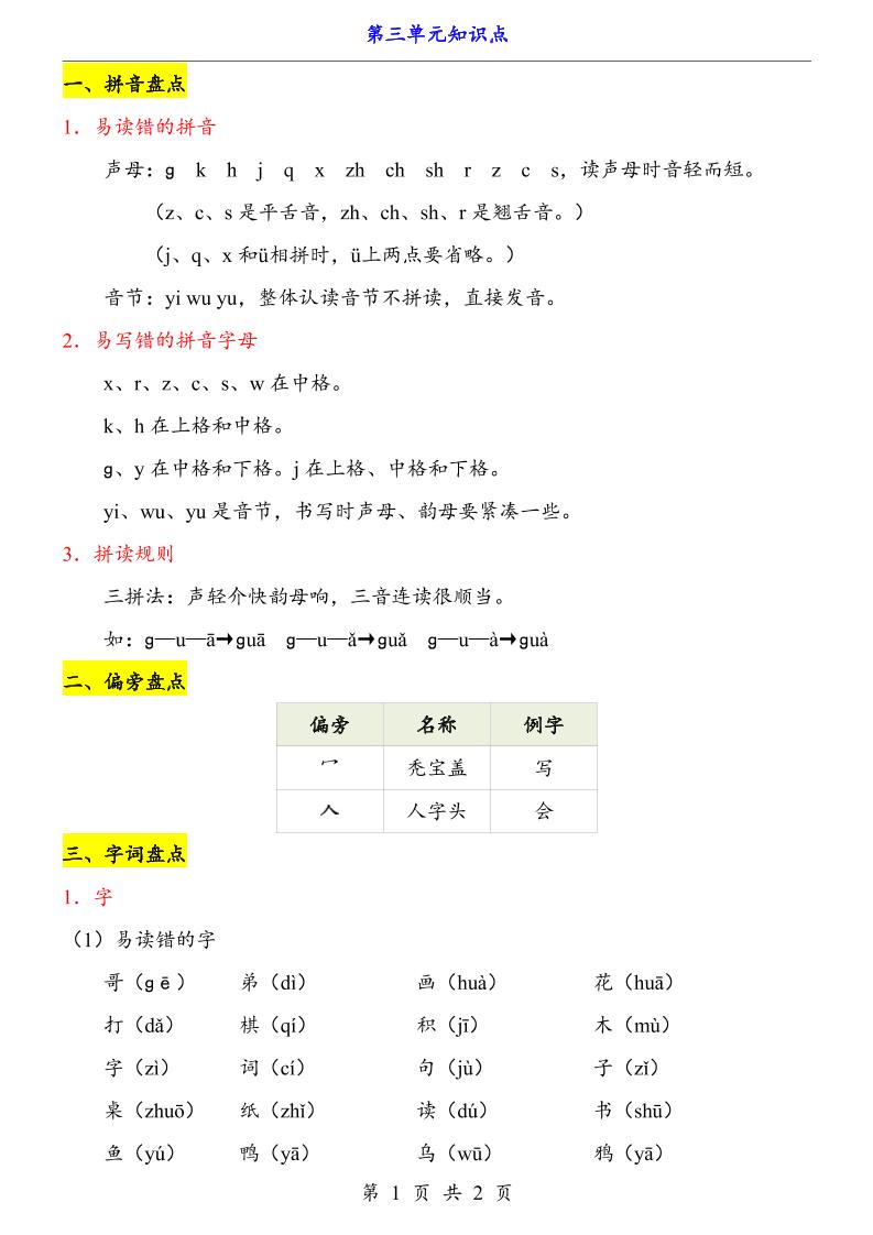 新一上语文第3单元（知识点）-资源V站
