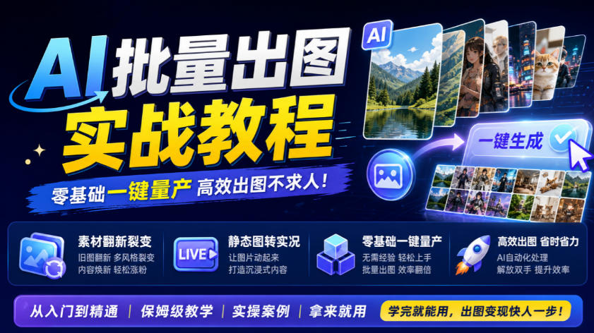 AI批量出图实战教程，素材翻新裂变，静态图转实况，零基础一键量产-资源V站