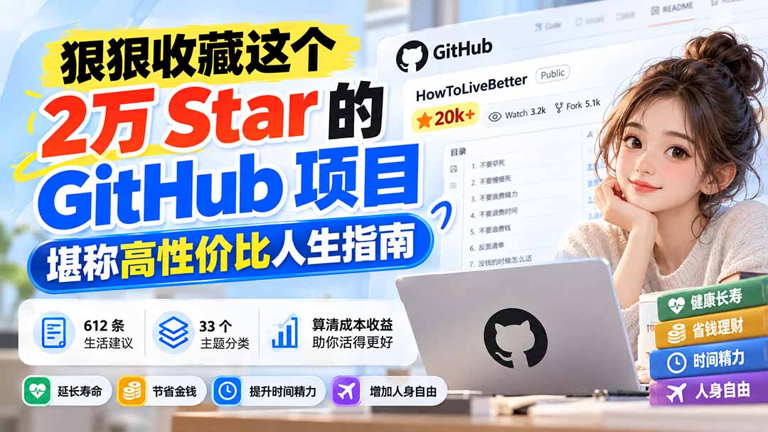 狠狠收藏这个 2 万 Star 的 GitHub 项目，堪称高性价比人生指南。-资源V站