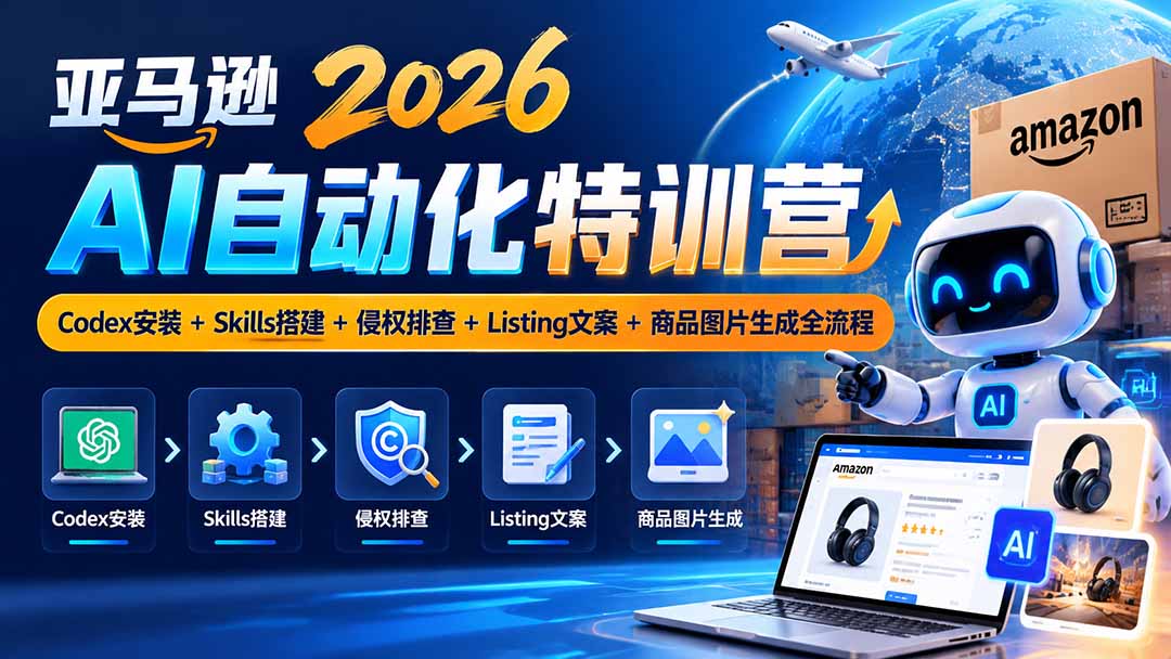 亚马逊2026AI自动化-10月特训营：Codex安装+Skills搭建+侵权排查+Listing文案+商品图片生成全流程-资源V站