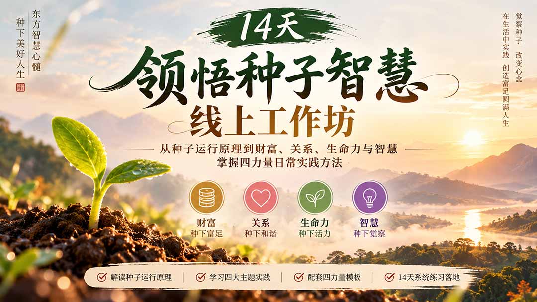14天领悟种子智慧线上工作坊｜从种子运行原理到财富、关系、生命力与智慧，掌握四力量日常实践方法-资源V站