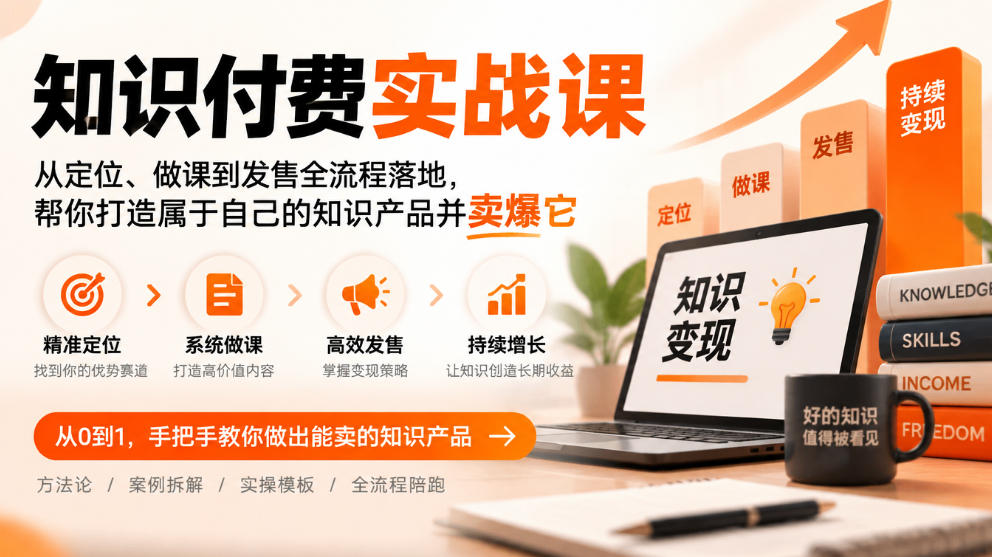 知识付费实战课：从定位、做课到发售全流程落地，帮你打造属于自己的知识产品并卖爆它-资源V站