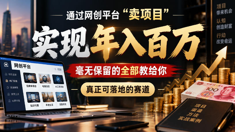 通过网创平台“卖项目”实现年入100w，毫无保留的全部教给你，真正可落地的赛道【揭秘】-资源V站