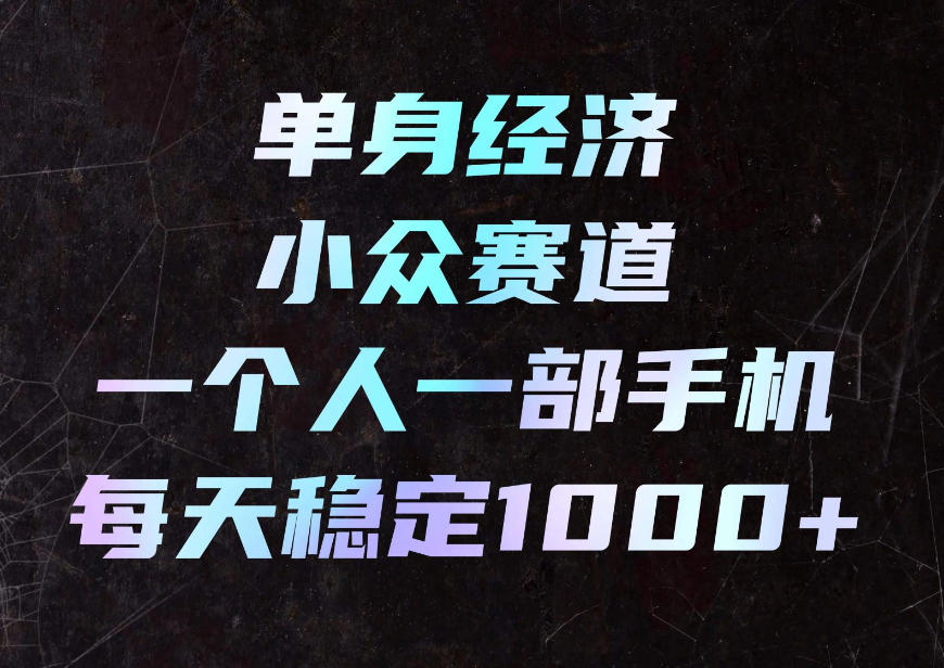 单身经济小众赛道，一个人一部手机，每天稳定1000+，利用下班碎片时间即可【揭秘】-资源V站