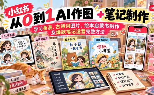 2026小红书AI内容创作从0到1-更新1009:学习条漫、古诗词图片、绘本启蒙书制作及爆款笔记运营完整方法