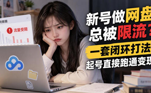 新号做网盘总被限流?一套闭环打法,起号直接跑通变现