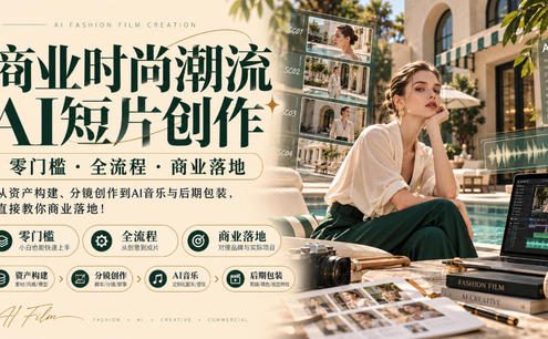 商业时尚潮流AI短片创作|零门槛・全流程・商业落地,从资产构建、分镜创作到AI音乐与后期包装,直接教你商业落地!