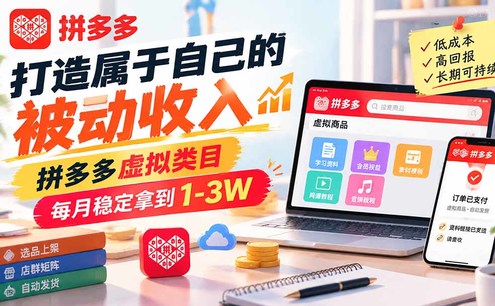 打造属于自己的被动收入,拼多多虚拟类目,每月稳定拿到 1-3W