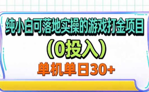 纯小白可落地实操的游戏打金项目(0投入