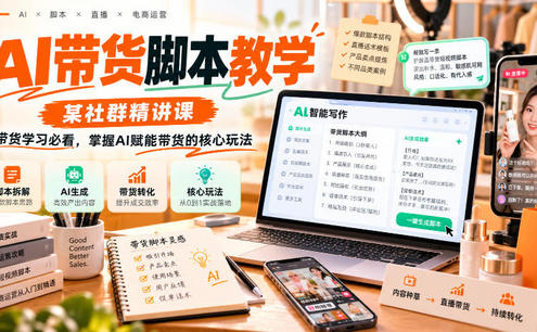 AI带货脚本教学,某社群精讲课,带货学习必看,掌握AI赋能带货的核心玩法