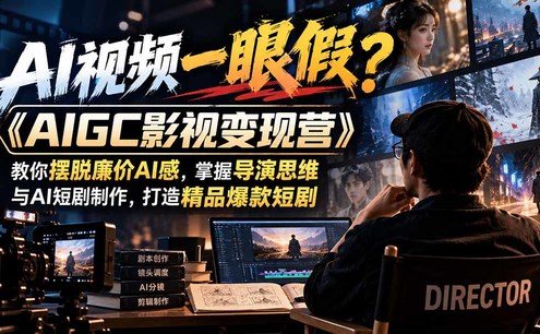 【无水印】AI视频一眼假?《AIGC影视变现营》教你摆脱廉价AI感,掌握导演思维与AI短剧制作,打造精品爆款短剧
