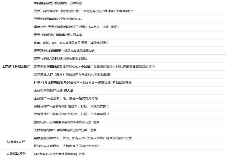 2026淘天开单秘籍PRO实战陪跑课程-更新1023：全套落地运营玩法，一站式解决淘宝流量低、不出单难题