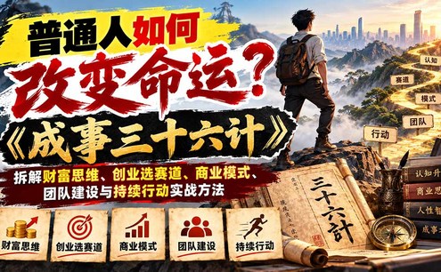普通人如何改变命运?《成事三十六计》拆解财富思维、创业选赛道、商业模式、团队建设与持续行动实战方法