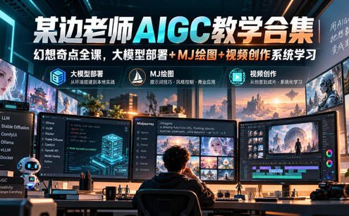 某边老师AIGC教学合集|幻想奇点全课,大模型部署+MJ绘图+视频创作系统学习