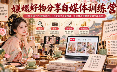嬛嬛好物分享自媒体训练营|小红书随手PO带货教程,8月新版全套实操课,快速打通好物带货的变现路径