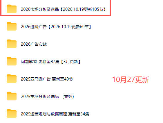 2026亚马逊跨境电商实战教程-更新1027，从市场分析、AI智能选品到广告投放、店铺运营及盈利增长全流程教学