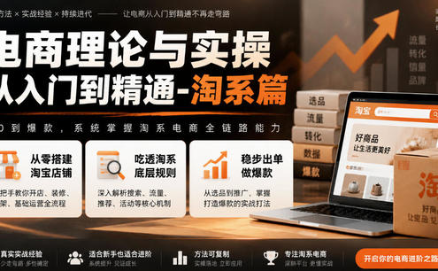 电商理论与实操从入门到精通-淘系篇,从零搭建淘宝店铺,吃透淘系底层规则,稳步出单做爆款