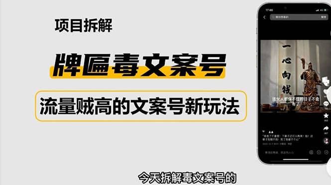 2023抖音快手毒文案新玩法，牌匾文案号，起号快易变现-小哥网
