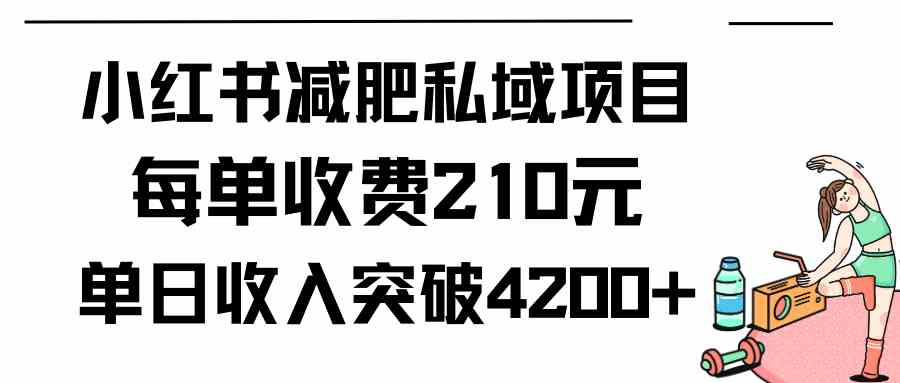 小红书减肥私域项目每单收费210元单日成交20单，最高日入4200+-小哥网