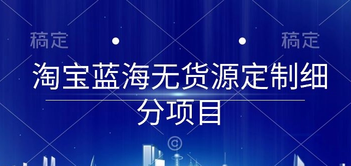 淘宝蓝海无货源定制细分项目，从0到起店实操全流程-小哥网