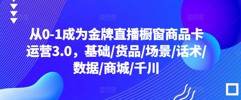 从0-1成为金牌直播橱窗商品卡运营3.0，基础/货品/场景/话术/数据/商城/千川-小哥网