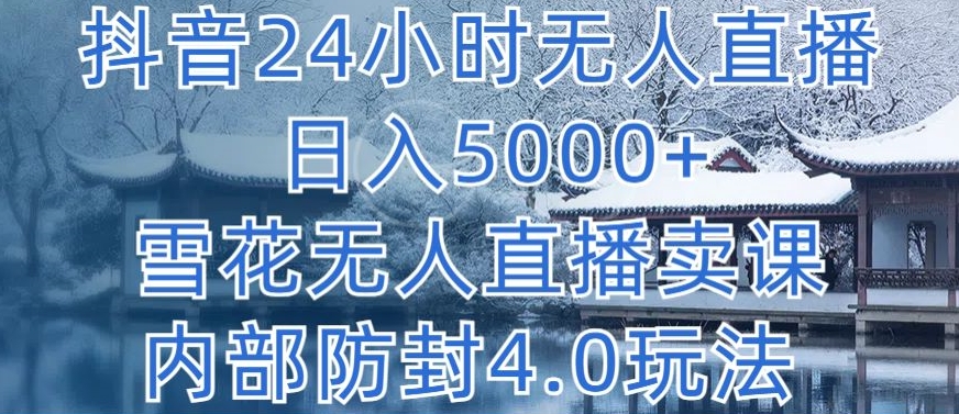 抖音24小时无人直播 日入5000+，雪花无人直播卖课，内部防封4.0玩法-小哥网