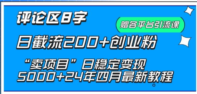 抖音评论区8字日截流200+创业粉 “卖项目”日稳定变现5000+-小哥网