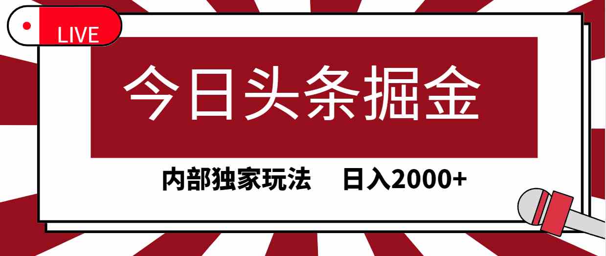 今日头条掘金，30秒一篇文章，内部独家玩法，日入2000+-小哥网