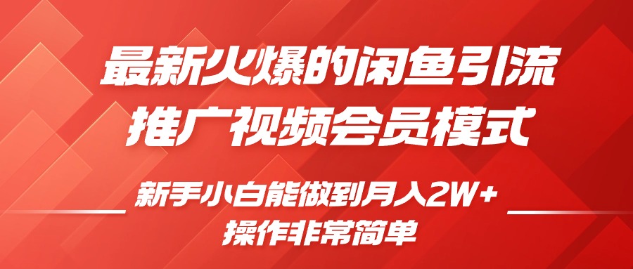最新火爆的闲鱼引流推广视频会员，新手小白能做到月入2W+-小哥网