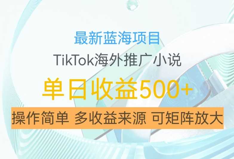 最新蓝海项目，利用tiktok海外推广小说赚钱佣金，简单易学，日入500+，可矩阵放大【揭秘】-知新学吧