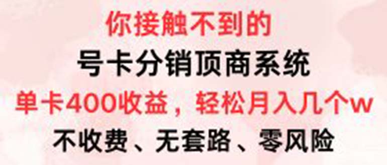 号卡分销顶商系统，单卡400+收益。0门槛免费领，月入几W超轻松！-资源V站